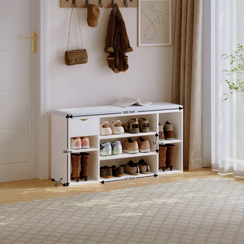 Szafka na buty z siedziskiem loft biała ławka przedpokój nowoczesna