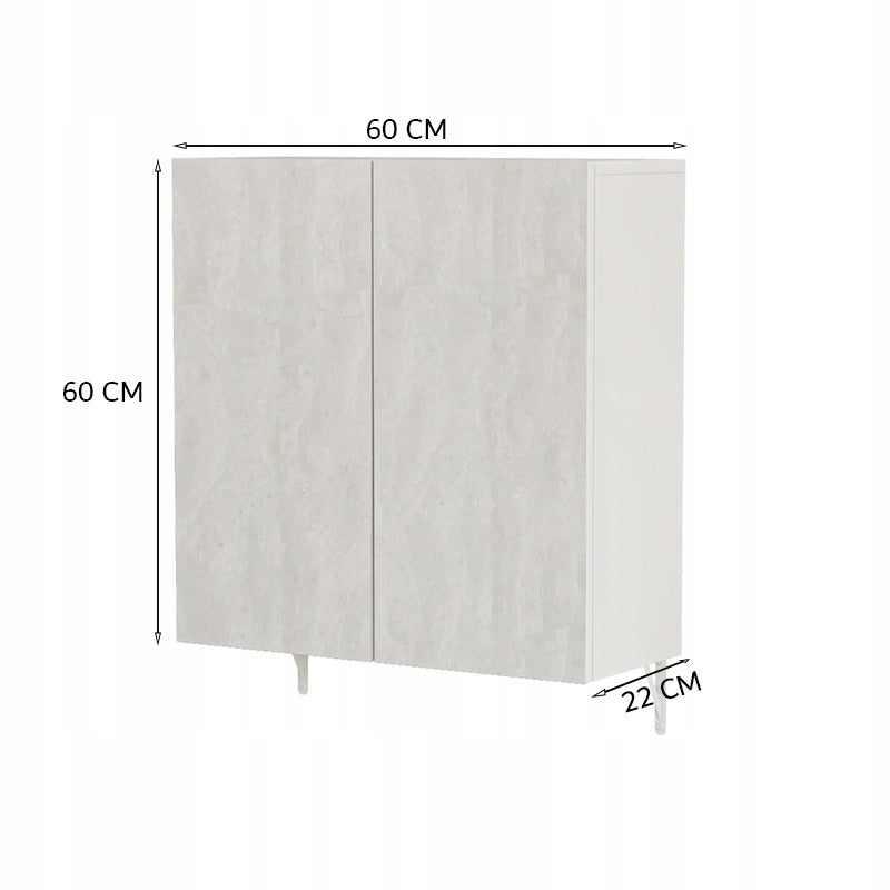 Szafka łazienkowa z lustrem ściennym 60x60x22 cm – 2 drzwi, biała, nowoczesny design