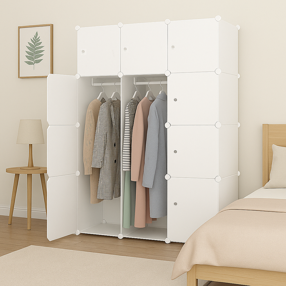 Składana szafa modułowa 147x111x47 cm – lekka, wodoodporna, idealna do małych pomieszczeń