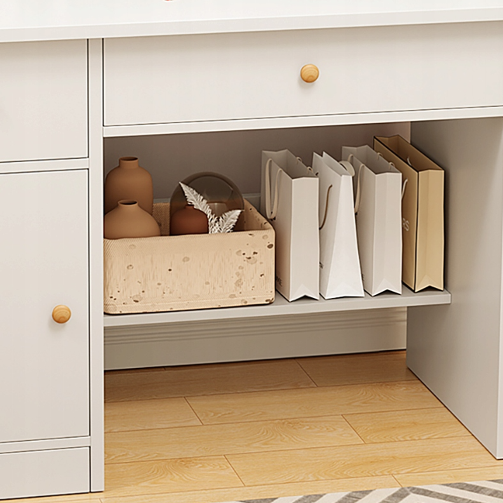 Biała toaletka z lustrem, 80x34x125 cm - Stylowe i kompaktowe meble do makijażu i przechowywania