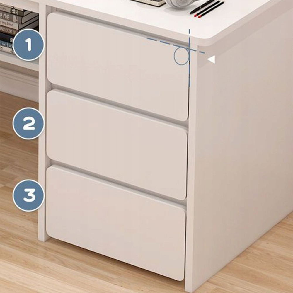 Minimalistyczne białe biurko z półkami - 100x50x73 cm, idealne do małych przestrzeni, pracy i nauki