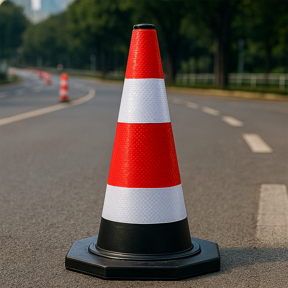 Elastyczny, odblaskowy znak ostrzegawczy drogowy – 40 cm – Bezpieczne oznakowanie dla ruchu drogowego i placów budowy