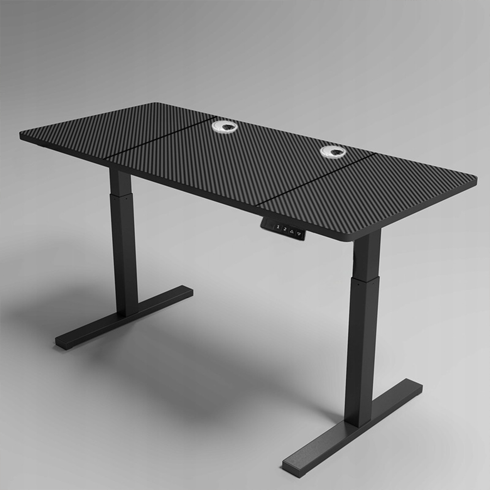 Czarny elektryczny biurko z regulacją wysokości – 120x60 cm, ergonomiczne i nowoczesne, idealne do pracy i rozrywki.