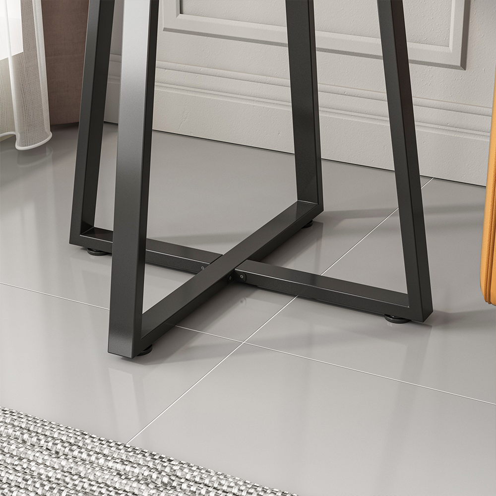 Nowoczesny biały stół 80x60x74 cm – uniwersalny design z elementami o efekcie drewna, idealny do salonu lub biura