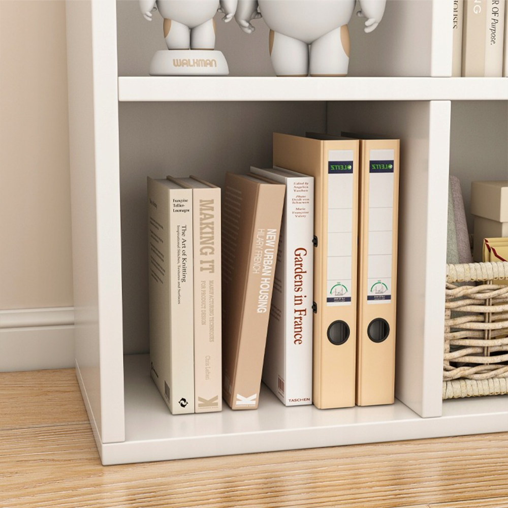 Biała otwarta biblioteczka KALAX 2x3 – nowoczesna półka do przechowywania z MDF, 90x30x60 cm