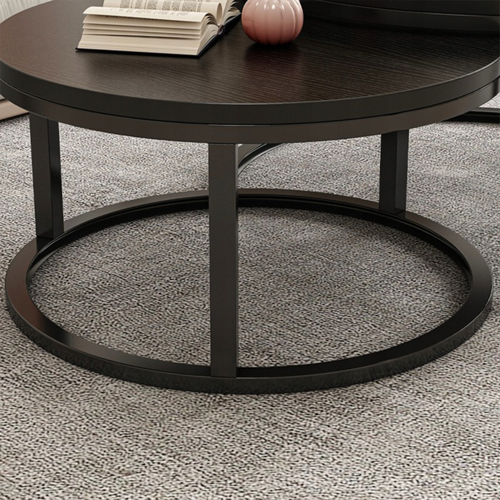 2-częściowy okrągły stół w stylu loft - czarny, MDF i stal - Ø70/50 cm