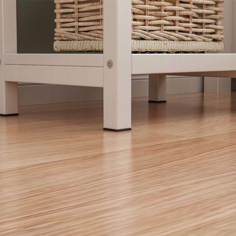 Biała szafka nocna z szufladą i 2 półkami – styl loftowy, MDF, 45x68x30 cm