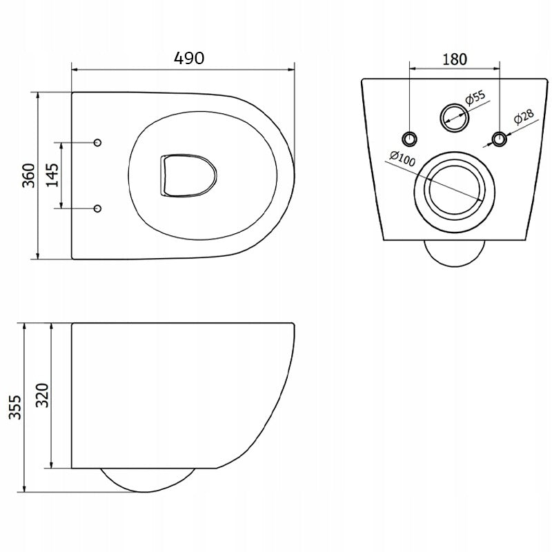 Miska wc czarna rimless deska wolnoopadająca duroplast wirowe spłukiwanie