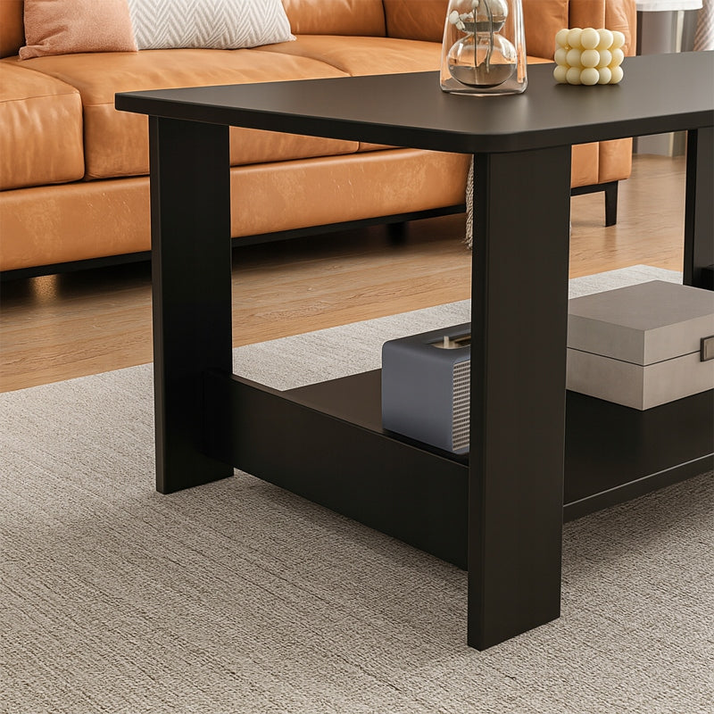 Stolik kawowy w stylu loft, drewniany - ława z półką - 100cm