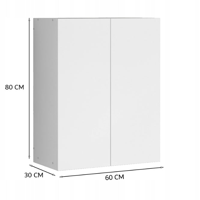 Wisząca szafka łazienkowa biała, nowoczesna, z 2 drzwiczkami, montowana na ścianie – 3 półki, 80 cm