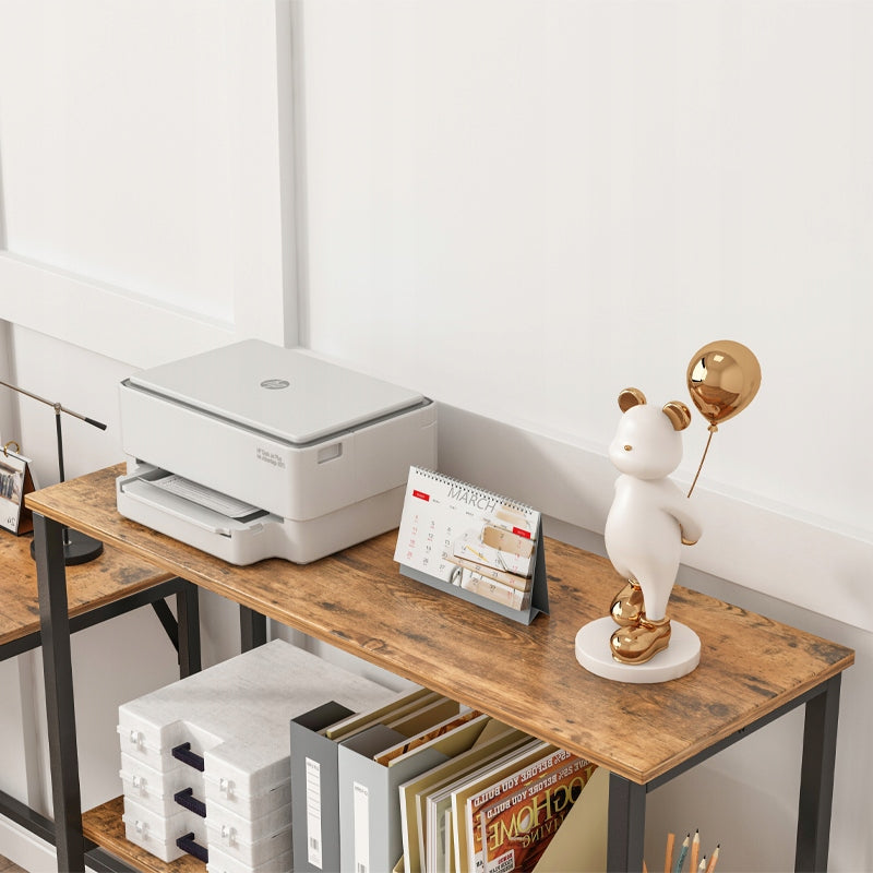 Industrialna szafka biurowa w stylu loft, z drewna, z 2 półkami, w kolorze rustykalnego brązu.