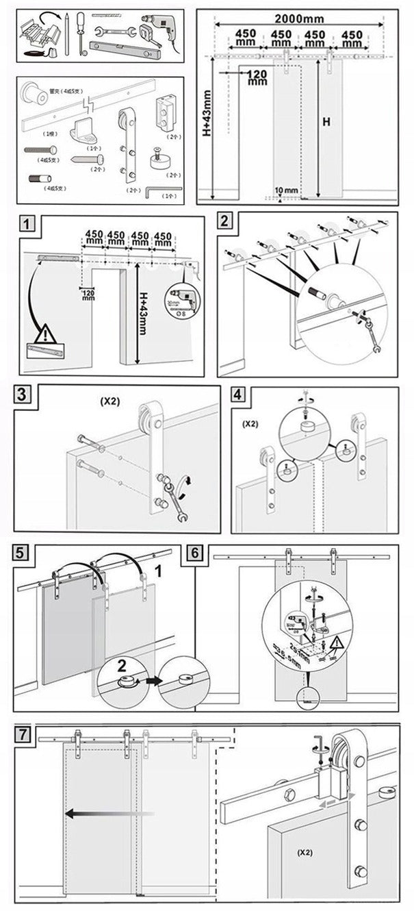 System drzwi przesuwnych barn door zestaw okuć 2m