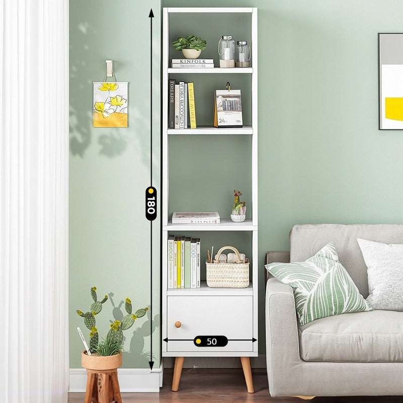 Regał stojący biały na książki półki wysoki skandynawski słupek szafa loft
