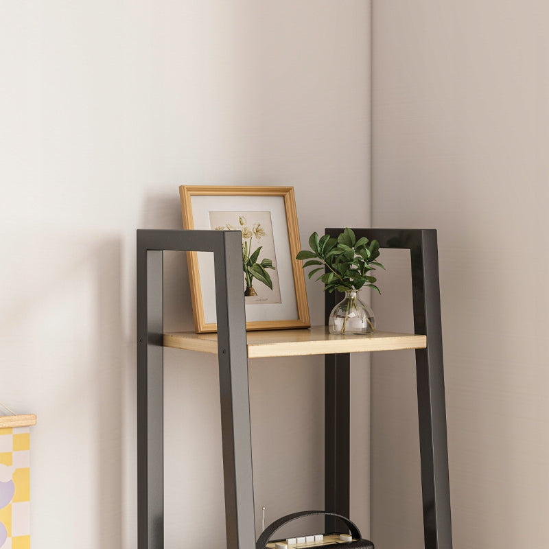 Szafka typu drabinka z 4 półkami – 34x147x32 cm, ciemny brąz, styl industrialny loft