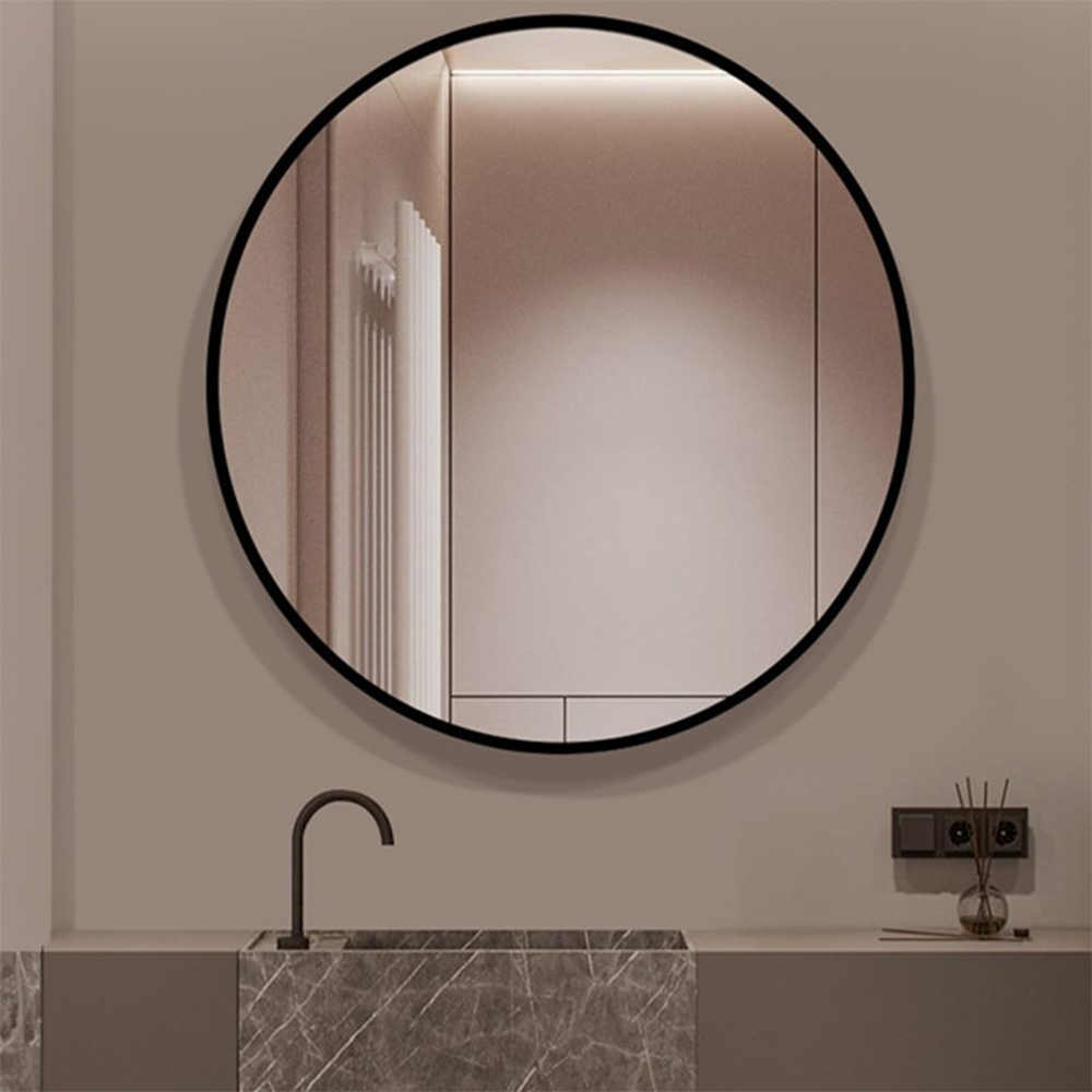 Okrągłe lustro dekoracyjne 80 cm – nowoczesny styl, idealne do łazienki, salonu lub sypialni