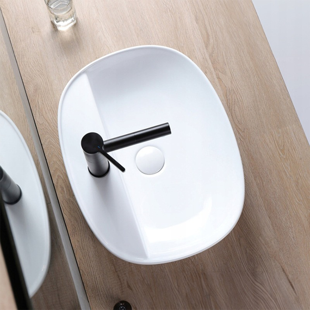 Umywalka ceramiczna Rebiko – 600x400x120 mm, biała, nowoczesny i minimalistyczny design