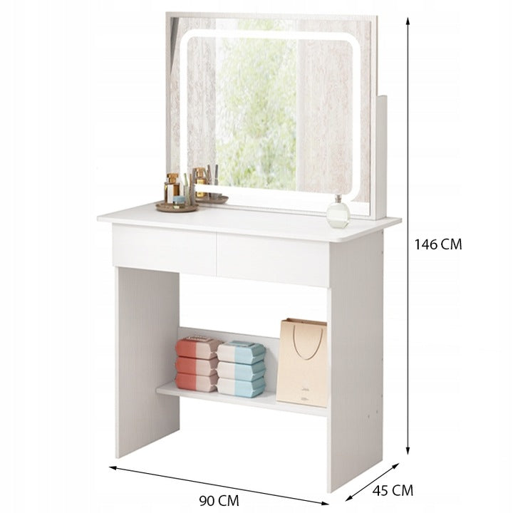 Toaletka kosmetyczna makijażu wizażu z lustrem LED 90 cm