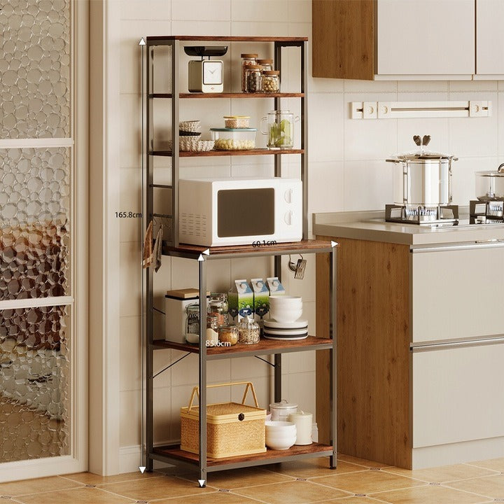 Wielofunkcyjny regał szafka kuchenna vintage brąz loft 6 półek 166 cm
