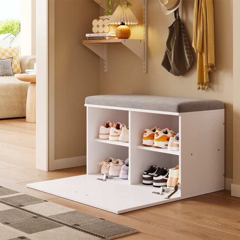 Biała szafka na buty z siedziskiem - w stylu loft 80 cm