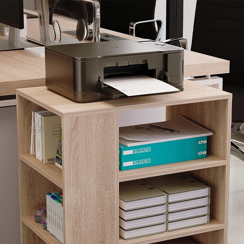 Wielofunkcyjny stolik pod drukarkę regał na kółkach półka szafka jasny brąz