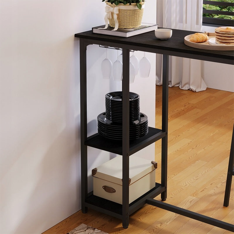 Zestaw barowy - stół + 2 krzesła (stołki) – czarny – styl loft