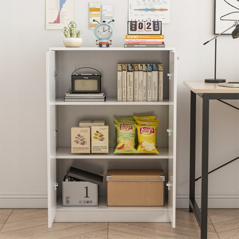 Szafka biurowa typu loft z 2 drzwiami i przestronnymi półkami, niezależna, biała, 108 cm