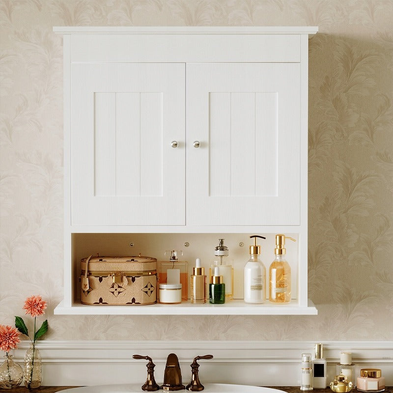 Szafka łazienkowa wisząca biała 2-drzwiowa skandynawski ścienna półki loft