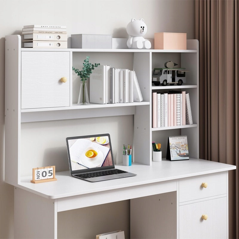 Biurko białe loft pod laptop/komputer skandynawski z 7 półkami