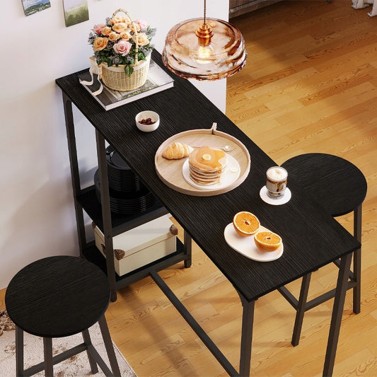 Zestaw barowy - stół + 2 krzesła (stołki) – czarny – styl loft