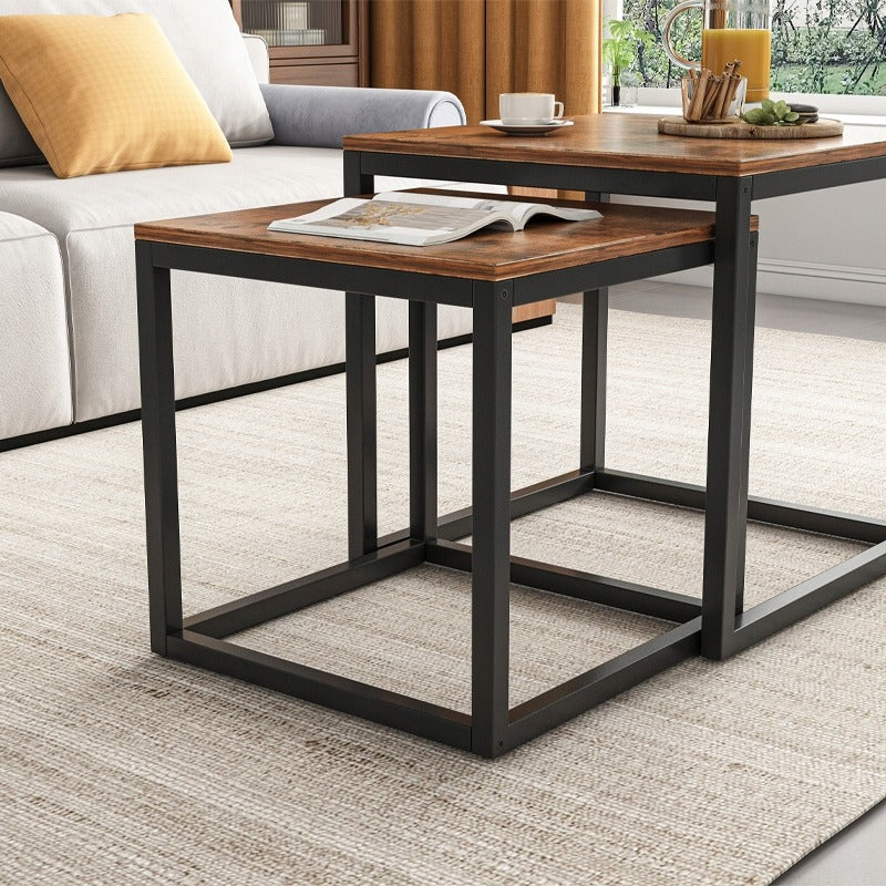 Zestaw stolików kawowych 2 w 1 – składane stoliki kwadratowe do salonu