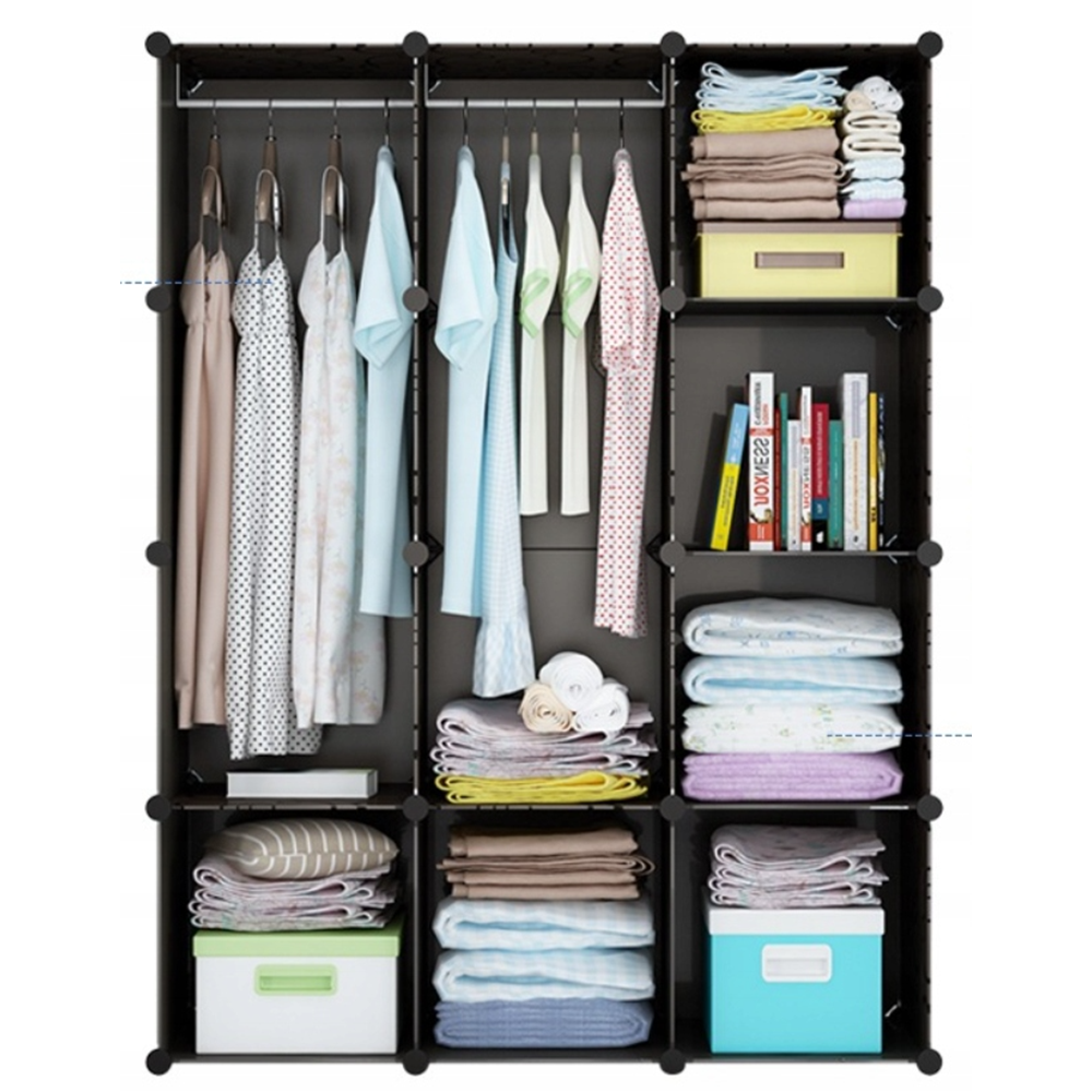 Składana szafa modułowa 165x110 cm – lekka szafa z trwałymi półkami i metalową ramą, idealna do małych pomieszczeń