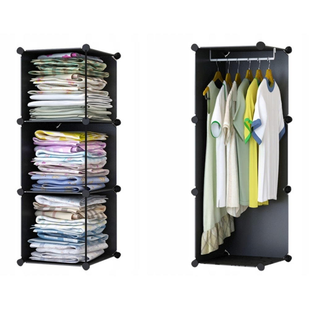 Składana szafa modułowa 165x110 cm – lekka szafa z trwałymi półkami i metalową ramą, idealna do małych pomieszczeń