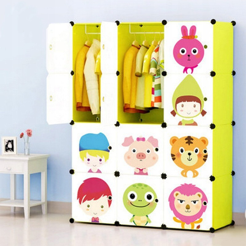 Składana szafa modułowa dla dzieci – 146x110x36 cm, kolorowe wzory, metalowy stelaż