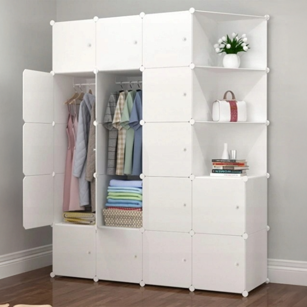 Składana szafa modułowa 183x147x47 cm z metalową ramą – praktyczne przechowywanie w małych przestrzeniach