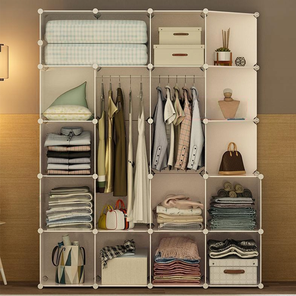 Składana szafa modułowa 183x147x47 cm z metalową ramą – praktyczne przechowywanie w małych przestrzeniach