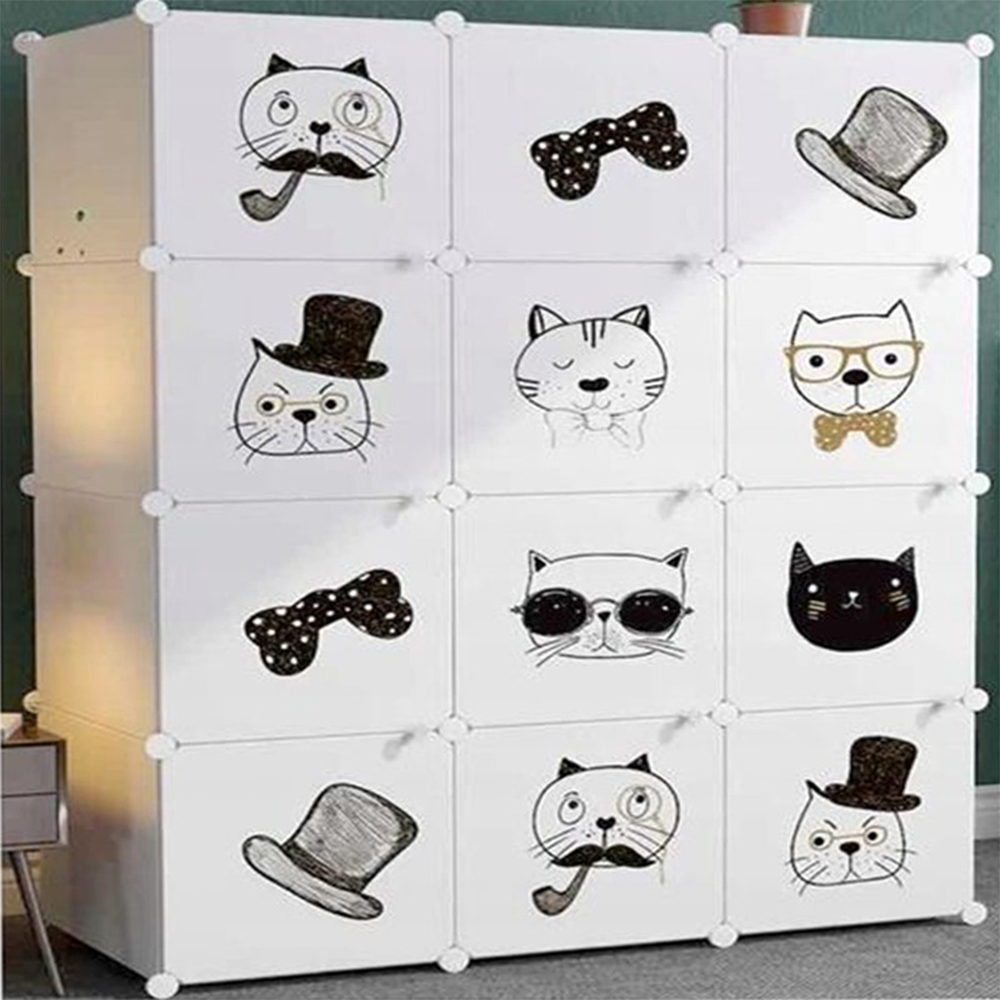 Modułowa, składana szafa z wodoodpornymi półkami – 147x111x37 cm, lekkie i praktyczne rozwiązanie meblowe.