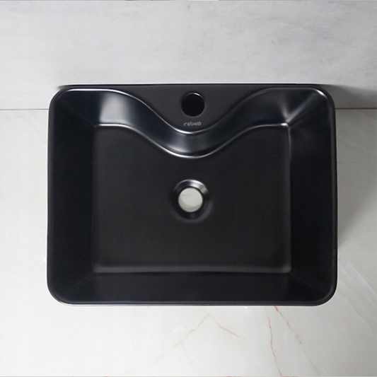 Umywalka ceramiczna Rebiko – 480x380x140 mm, czarna, nowoczesny design