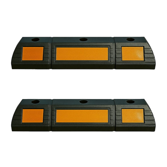 Zestaw 2 barier ochronnych do parkowania – gumowa bariera ochronna o długości 59 cm z żółtą taśmą odblaskową