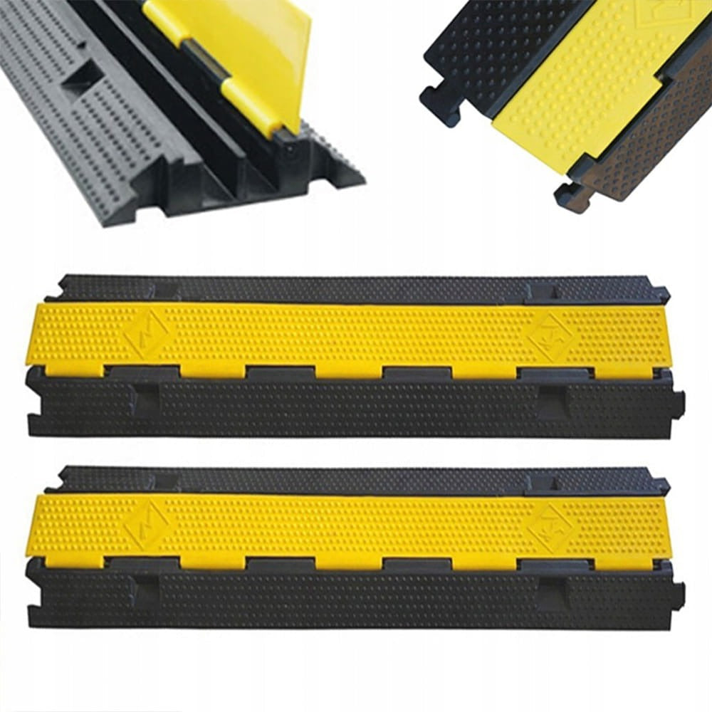 Rampa ochronna do kabli 1 m – 2 kanały – nośność 7 ton – ochrona kabli w kolorze czarnym i żółtym