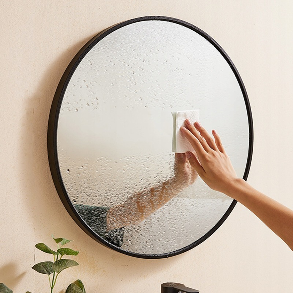 Okrągłe lustro z cienką ramą – średnica 50 cm, łatwy montaż