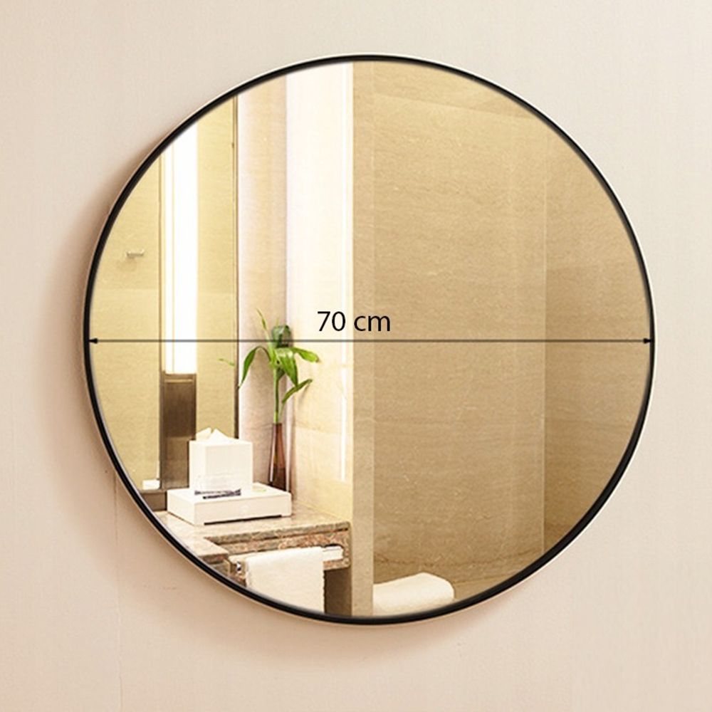 Okrągłe lustro – średnica 70 cm, cienka rama, nowoczesny design