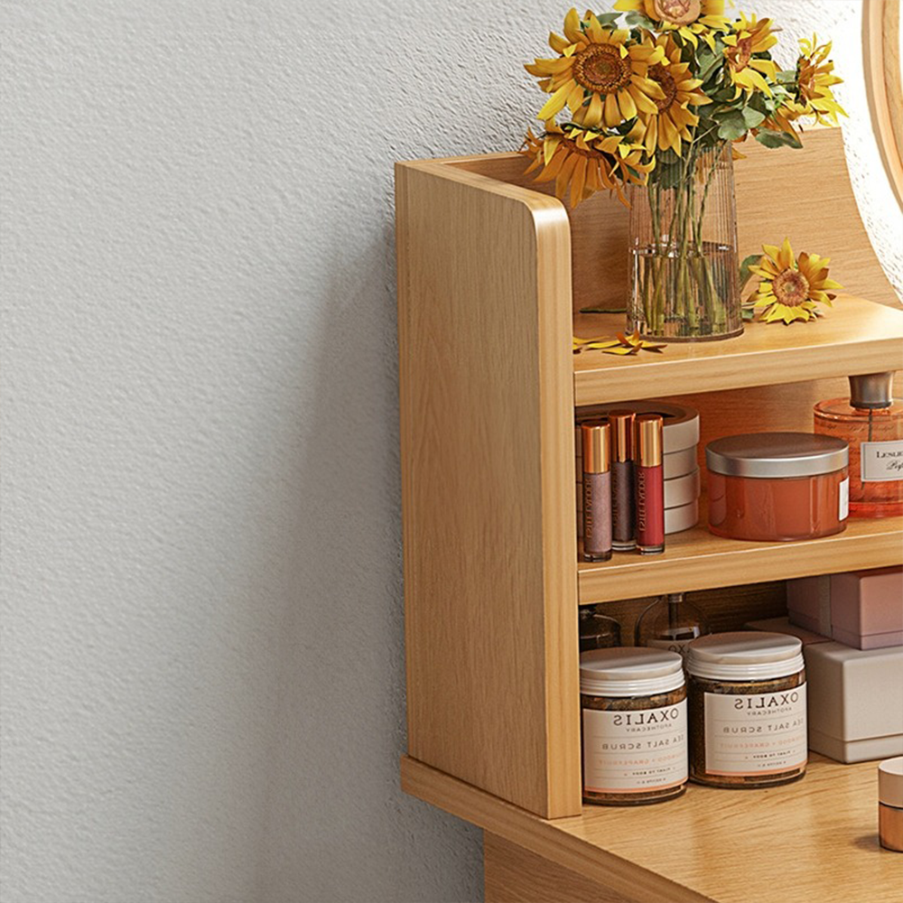 Toaletka z okrągłym lustrem, 80x40x120 cm – klasyczny styl i nowoczesna funkcjonalność