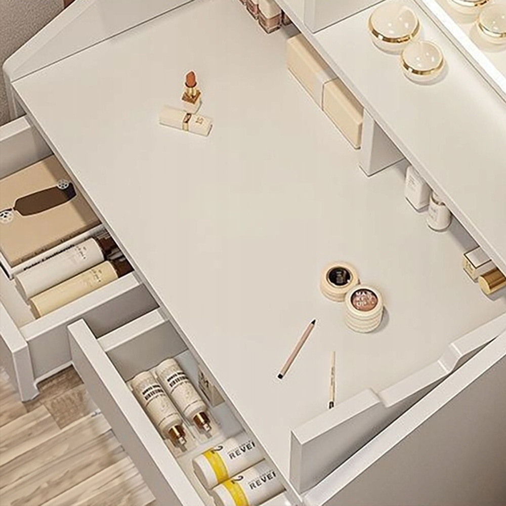 Biała toaletka z lustrem, 70x40x130 cm - Stylowe i praktyczne rozwiązanie do sypialni lub łazienki