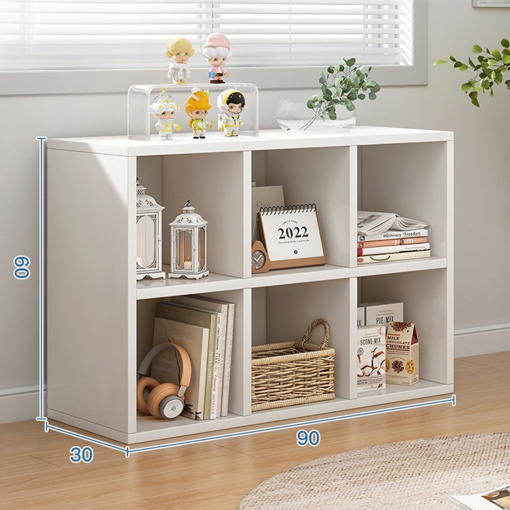 Biała szafka z 6 półkami – 90 x 30 x 60 cm, nowoczesny design