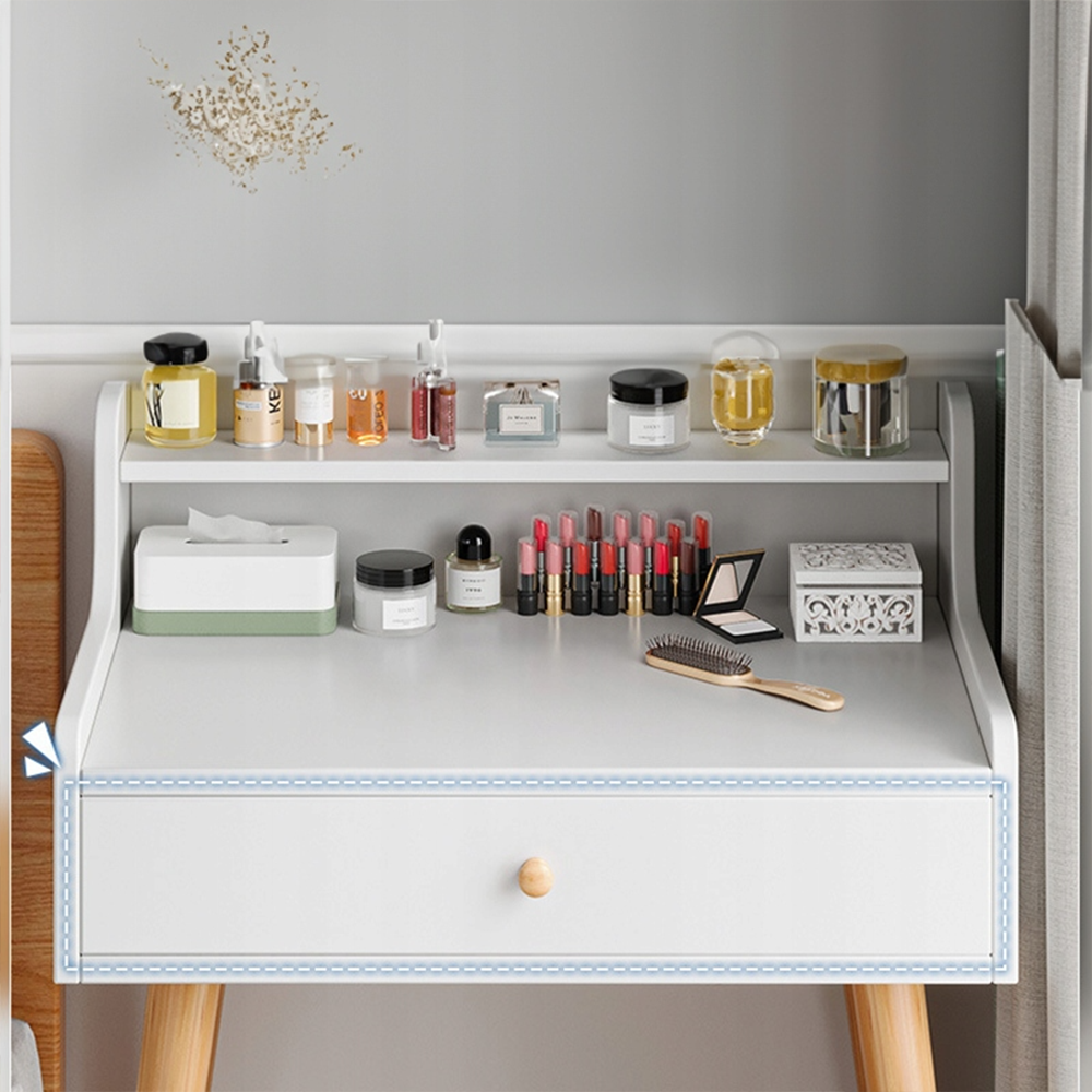 Biała toaletka z lustrem, 70x40x85 cm – kompaktowy, nowoczesny i elegancki design