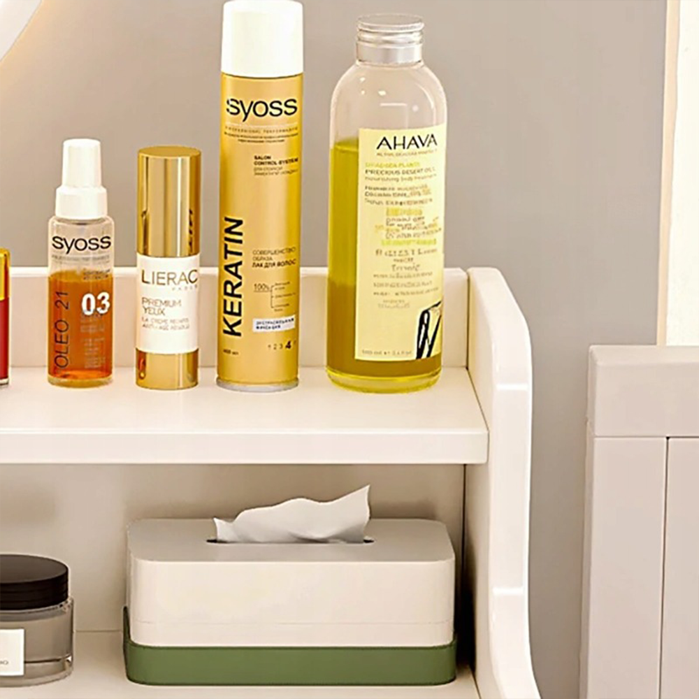 Biała toaletka z lustrem – styl skandynawski, 70x40x85 cm