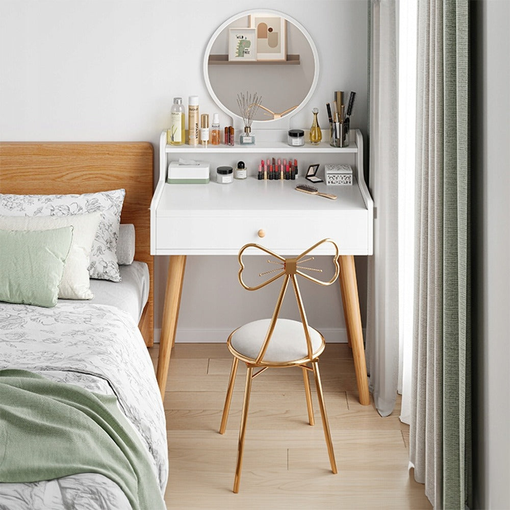 Biała toaletka z lustrem, 70x40x85 cm – kompaktowy, nowoczesny i elegancki design