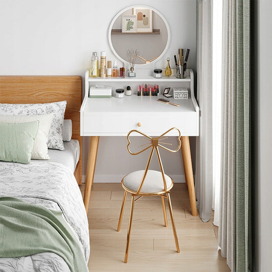 Biała toaletka z lustrem, 70x40x85 cm – kompaktowy, nowoczesny i elegancki design