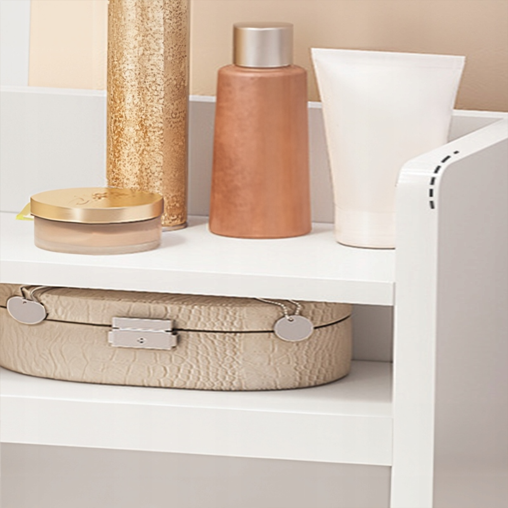 Biała toaletka z lustrem, 80x40x120 cm – nowoczesny mebel do sypialni lub łazienki