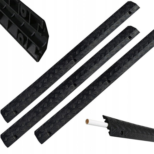 Zestaw 3 ramp ochronnych do kabli – 100 x 10 x 2 cm – solidna ochrona kabli zewnętrznych